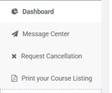 Genius dashboard menu showing course listing option