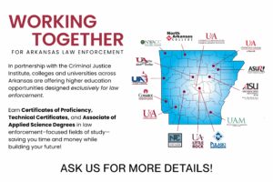 Photo of map that shows the 13 schools participating in CJI's Degree Program